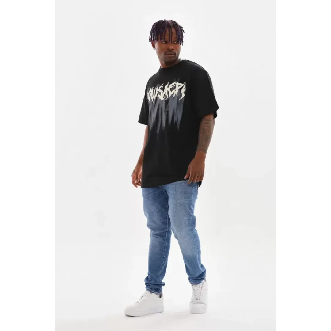 Unisex Baskılı Oversize T-Shirt - Siyah - 98632 Unisex Baskılı Oversize T-Shirt - Siyah - 98632