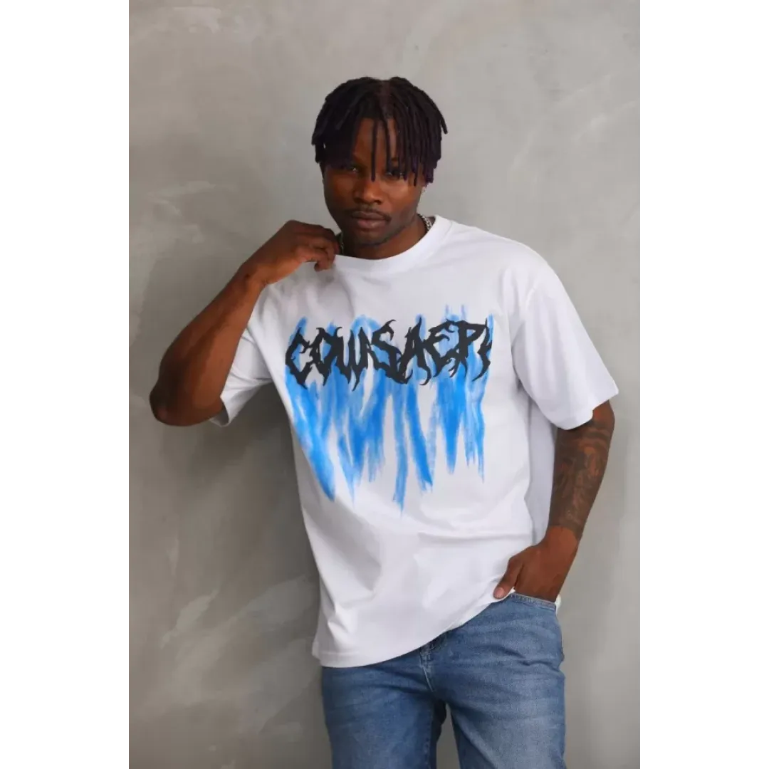 Unisex Baskılı Oversize T-Shirt - Beyaz - 98633 Unisex Baskılı Oversize T-Shirt - Beyaz - 98633