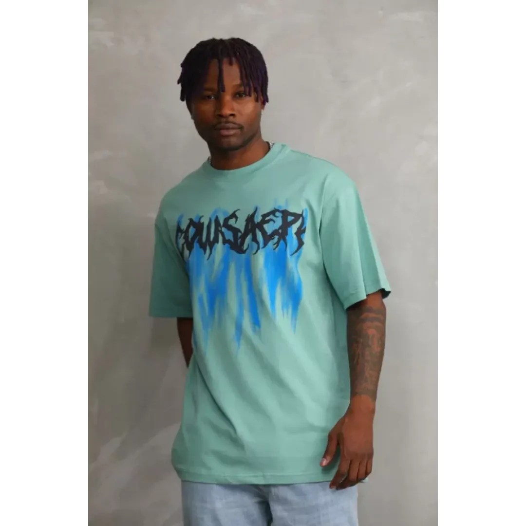 Unisex Baskılı Oversize T-Shirt - Mint Yeşili - 98634 Unisex Baskılı Oversize T-Shirt - Mint Yeşili - 98634
