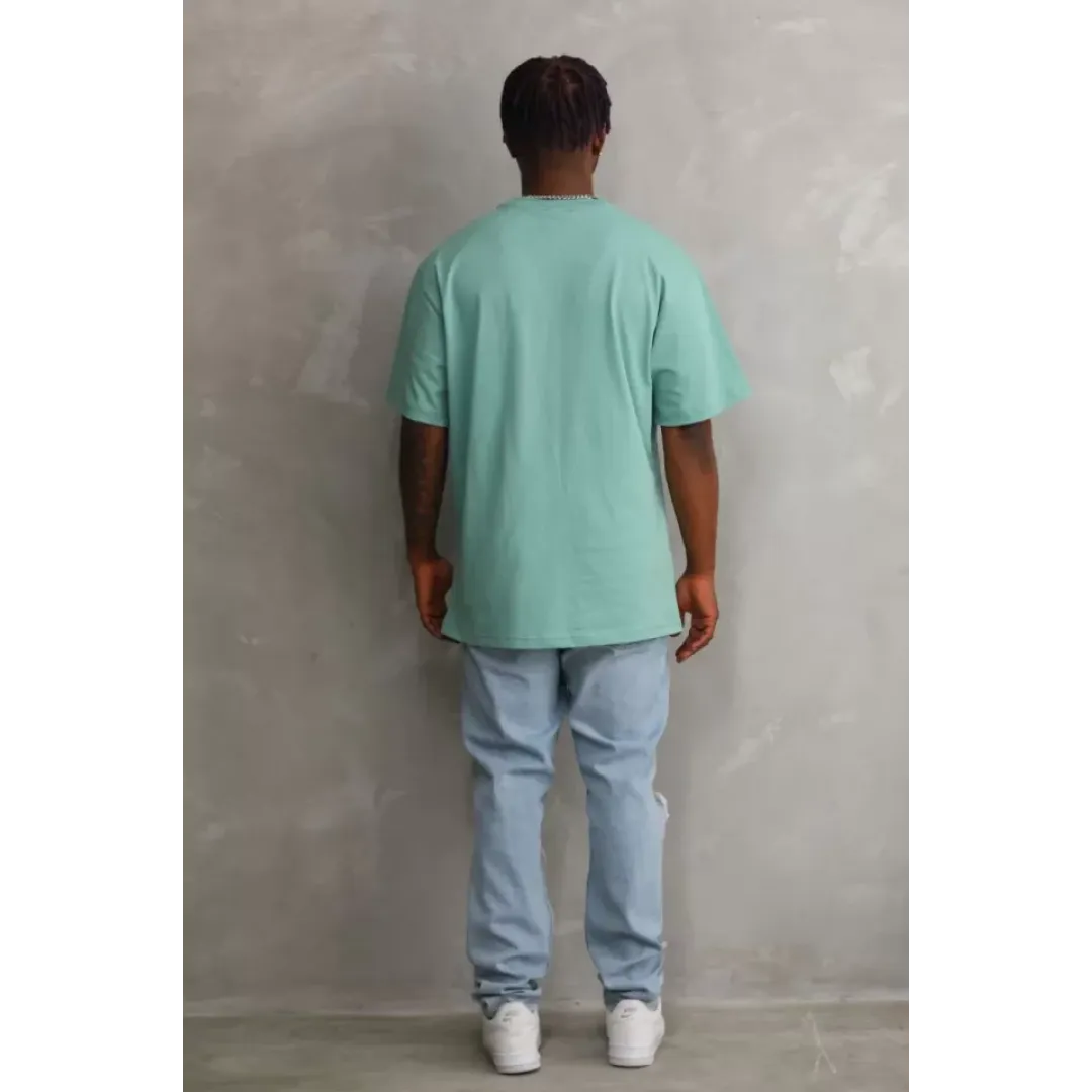 Unisex Baskılı Oversize T-Shirt - Mint Yeşili - 98634 Unisex Baskılı Oversize T-Shirt - Mint Yeşili - 98634
