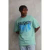 Unisex Baskılı Oversize T-Shirt - Mint Yeşili - 98634 Unisex Baskılı Oversize T-Shirt - Mint Yeşili - 98634