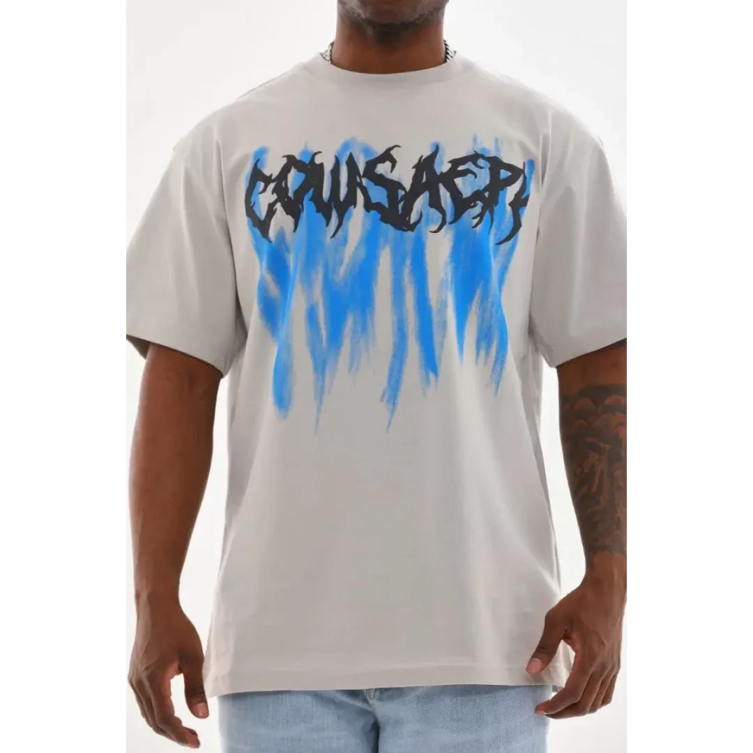 Unisex Baskılı Oversize T-Shirt - Gri - 98635 Unisex Baskılı Oversize T-Shirt - Gri - 98635