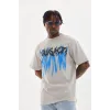 Unisex Baskılı Oversize T-Shirt - Gri - 98635 Unisex Baskılı Oversize T-Shirt - Gri - 98635
