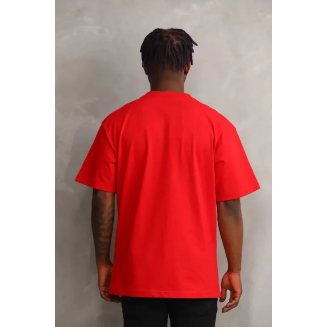 Unisex Baskılı Oversize T-Shirt - Kırmızı - 98636 Unisex Baskılı Oversize T-Shirt - Kırmızı - 98636