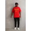Unisex Baskılı Oversize T-Shirt - Kırmızı - 98636 Unisex Baskılı Oversize T-Shirt - Kırmızı - 98636