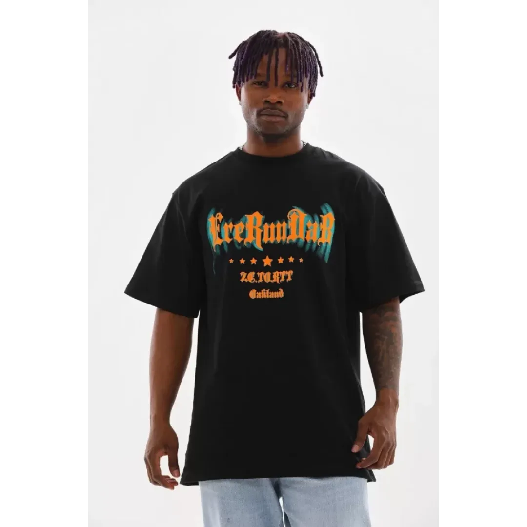 Unisex Baskılı Oversize T-Shirt - Siyah - 98637 Unisex Baskılı Oversize T-Shirt - Siyah - 98637