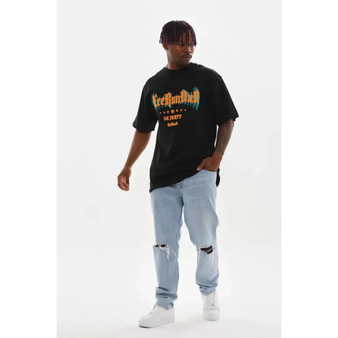 Unisex Baskılı Oversize T-Shirt - Siyah - 98637 Unisex Baskılı Oversize T-Shirt - Siyah - 98637