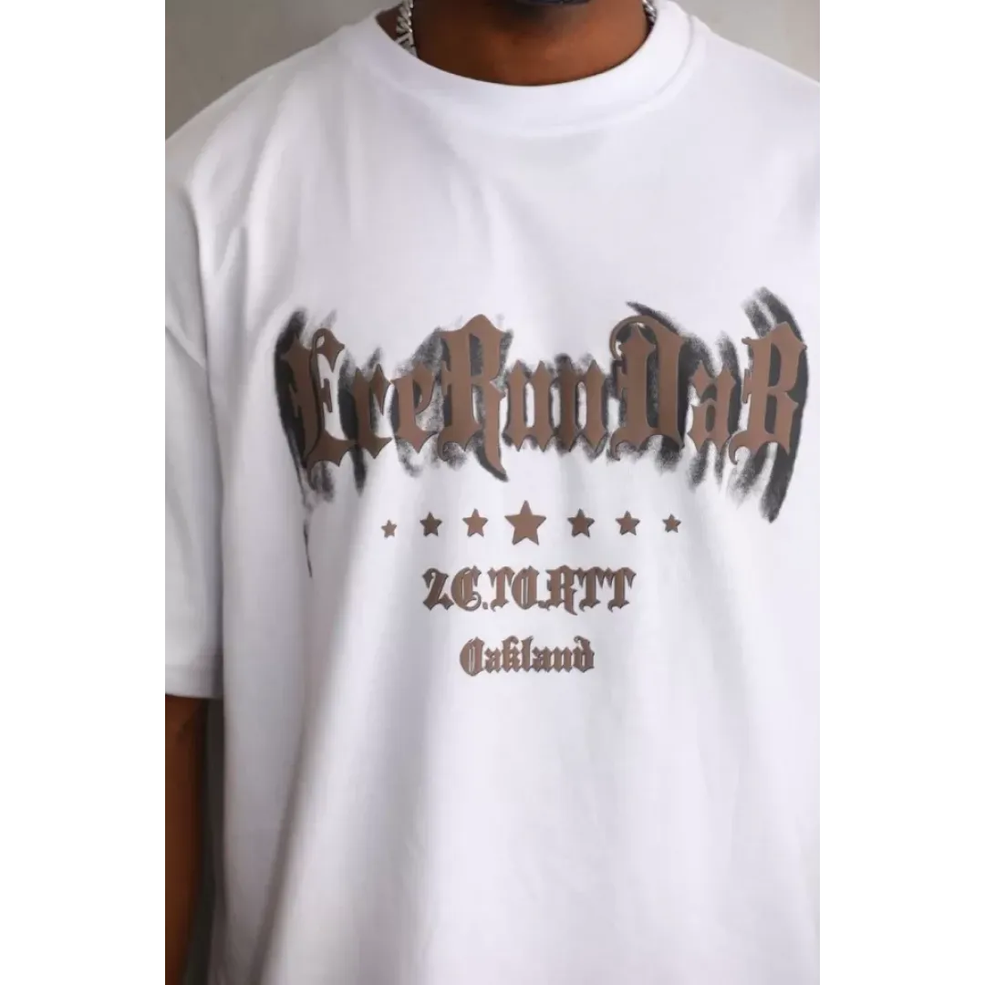 Unisex Baskılı Oversize T-Shirt - Beyaz - 98640 Unisex Baskılı Oversize T-Shirt - Beyaz - 98640