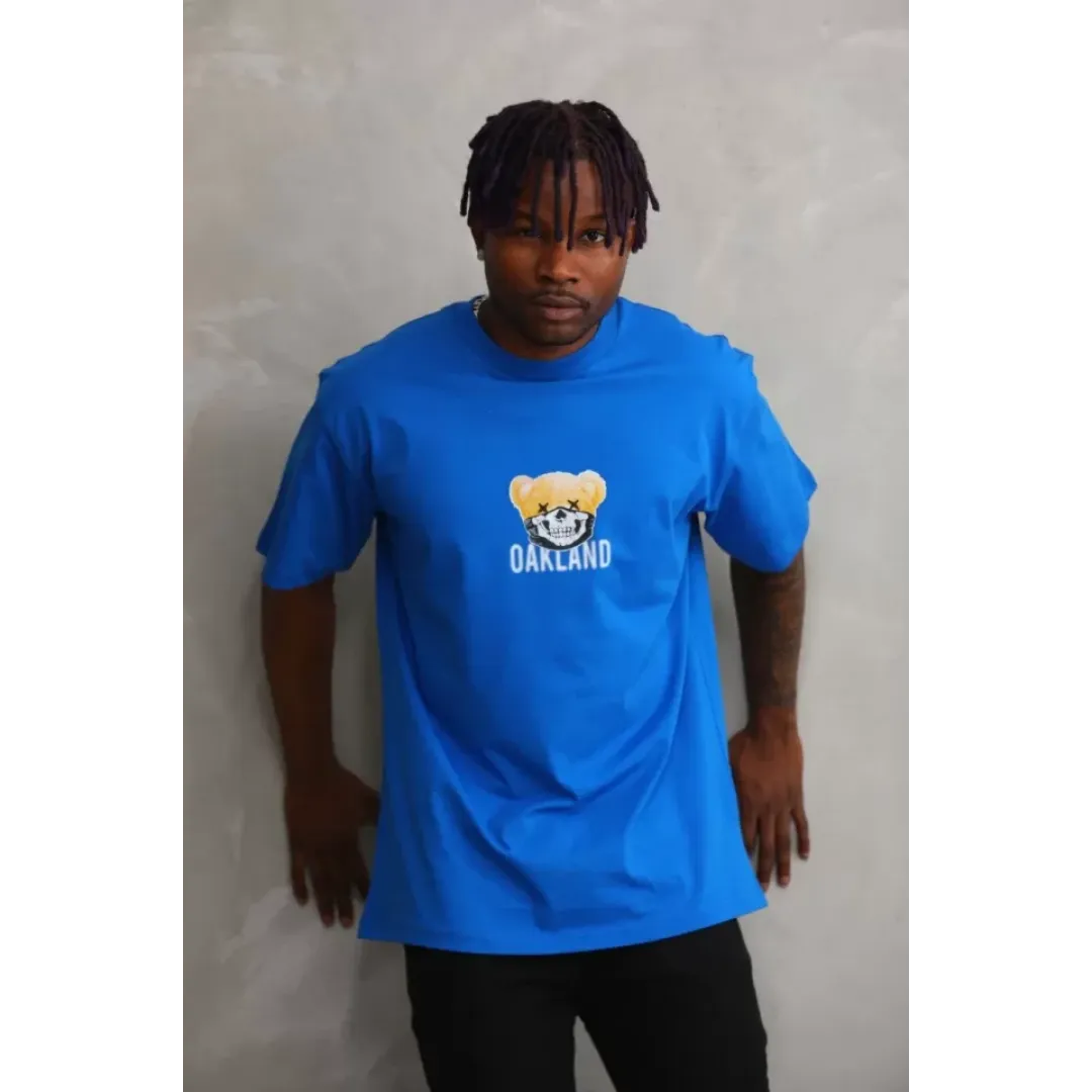 Unisex Baskılı Oversize T-Shirt - Mavi - 98644 Unisex Baskılı Oversize T-Shirt - Mavi - 98644