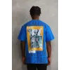 Unisex Baskılı Oversize T-Shirt - Mavi - 98644 Unisex Baskılı Oversize T-Shirt - Mavi - 98644