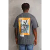 Unisex Baskılı Oversize T-Shirt - Füme - 98645 Unisex Baskılı Oversize T-Shirt - Füme - 98645