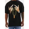 Unisex Baskılı Oversize T-Shirt - Siyah - 98646 Unisex Baskılı Oversize T-Shirt - Siyah - 98646
