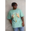 Unisex Baskılı Oversize T-Shirt - Mint Yeşili - 98648 Unisex Baskılı Oversize T-Shirt - Mint Yeşili - 98648