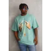 Unisex Baskılı Oversize T-Shirt - Mint Yeşili - 98648 Unisex Baskılı Oversize T-Shirt - Mint Yeşili - 98648