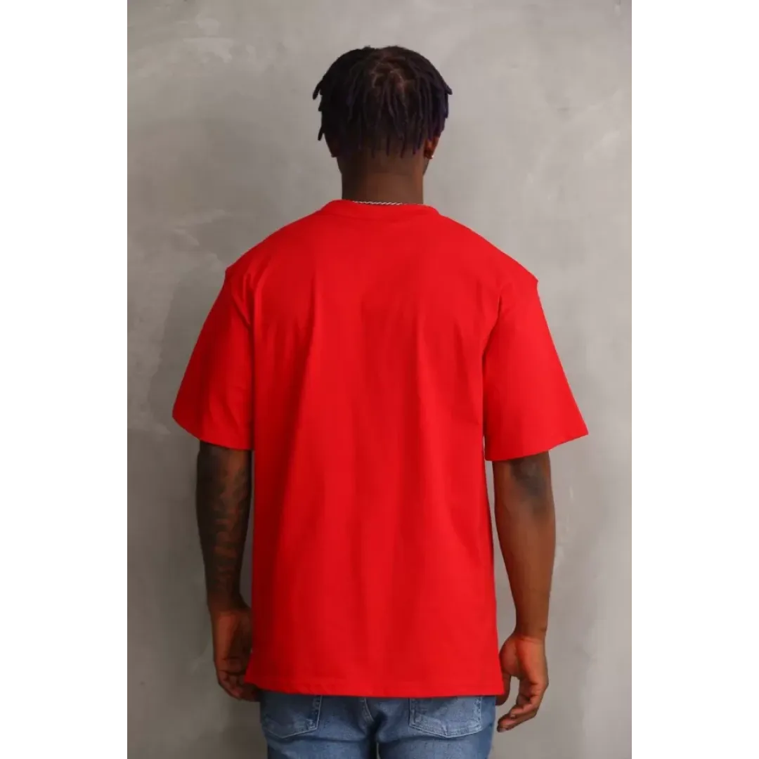 Unisex Baskılı Oversize T-Shirt - Kırmızı - 98649 Unisex Baskılı Oversize T-Shirt - Kırmızı - 98649