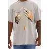 Unisex Baskılı Oversize T-Shirt - Gri - 98650 Unisex Baskılı Oversize T-Shirt - Gri - 98650