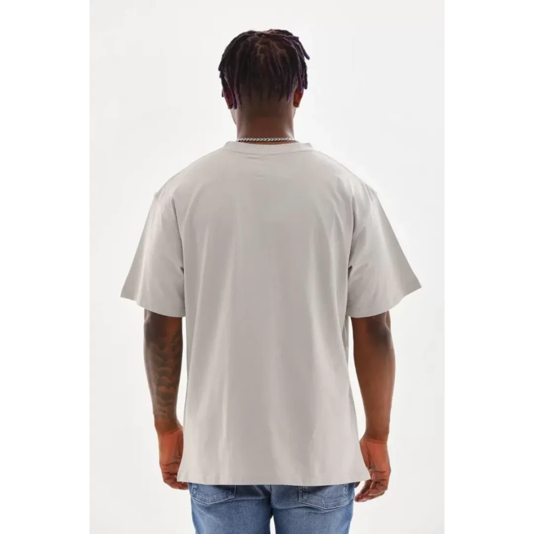 Unisex Baskılı Oversize T-Shirt - Gri - 98650 Unisex Baskılı Oversize T-Shirt - Gri - 98650