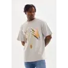 Unisex Baskılı Oversize T-Shirt - Gri - 98650 Unisex Baskılı Oversize T-Shirt - Gri - 98650