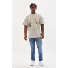 Unisex Baskılı Oversize T-Shirt - Gri - 98650 Unisex Baskılı Oversize T-Shirt - Gri - 98650