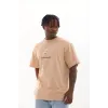 Unisex Baskılı Oversize T-Shirt - Bej - 98652 Unisex Baskılı Oversize T-Shirt - Bej - 98652