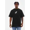 Unisex Baskılı Oversize T-Shirt - Siyah - 98653 Unisex Baskılı Oversize T-Shirt - Siyah - 98653