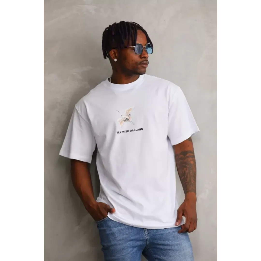 Unisex Baskılı Oversize T-Shirt - Beyaz - 98654 Unisex Baskılı Oversize T-Shirt - Beyaz - 98654