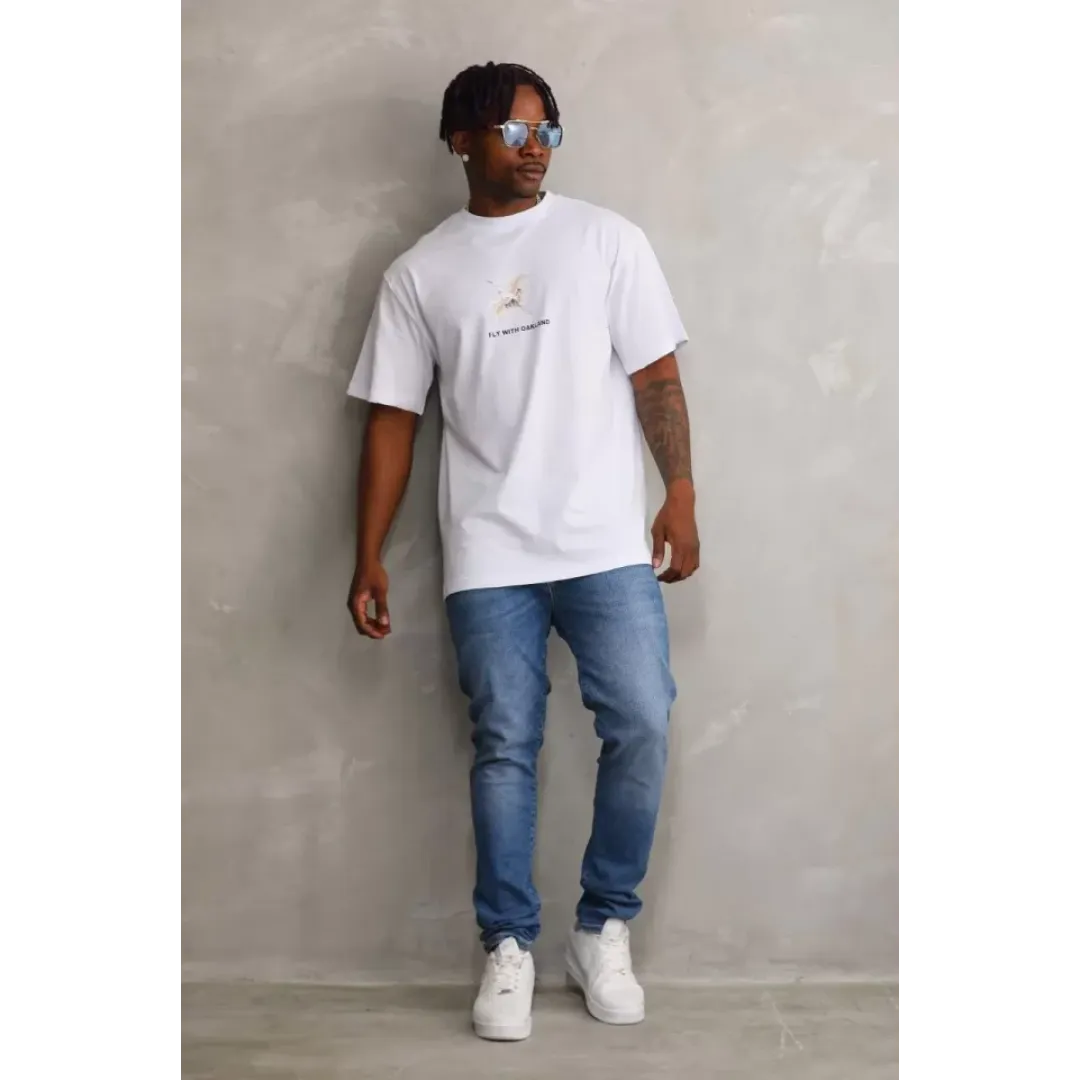 Unisex Baskılı Oversize T-Shirt - Beyaz - 98654 Unisex Baskılı Oversize T-Shirt - Beyaz - 98654