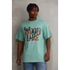 Unisex Baskılı Oversize T-Shirt - Mint Yeşili - 98728 Unisex Baskılı Oversize T-Shirt - Mint Yeşili - 98728