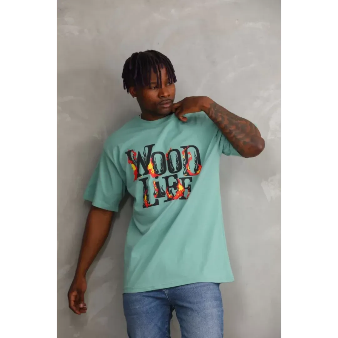 Unisex Baskılı Oversize T-Shirt - Mint Yeşili - 98728 Unisex Baskılı Oversize T-Shirt - Mint Yeşili - 98728