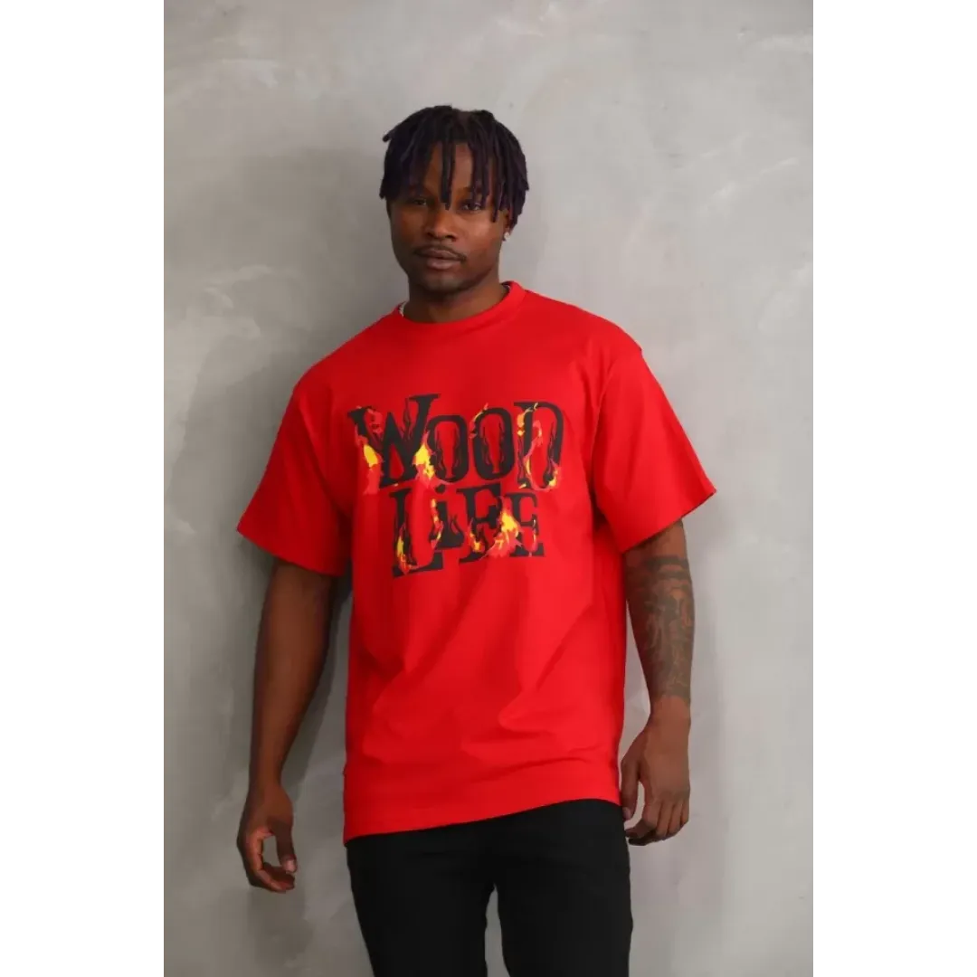 Unisex Baskılı Oversize T-Shirt - Kırmızı - 98730 Unisex Baskılı Oversize T-Shirt - Kırmızı - 98730