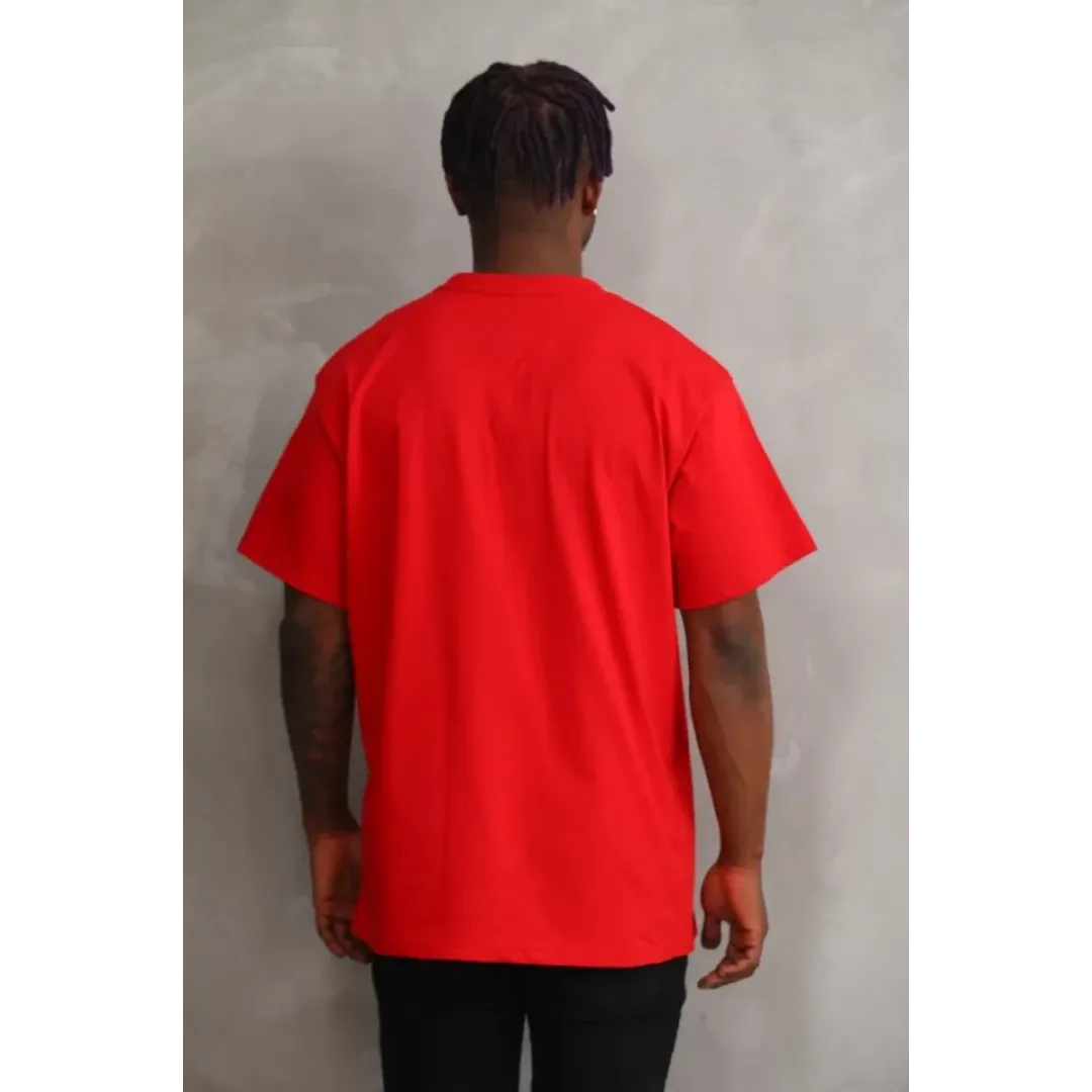Unisex Baskılı Oversize T-Shirt - Kırmızı - 98730 Unisex Baskılı Oversize T-Shirt - Kırmızı - 98730