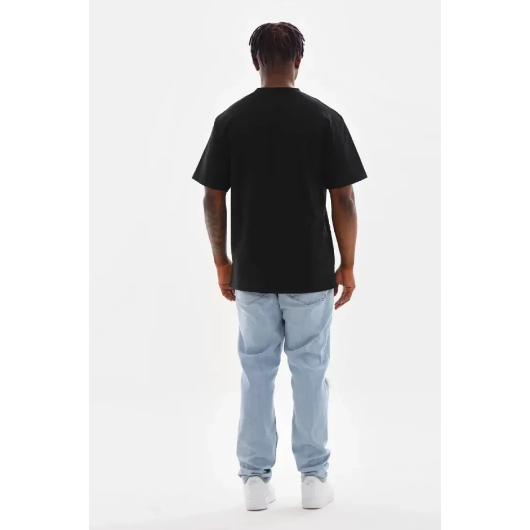 Unisex Baskılı Oversize T-Shirt - Siyah - 98731