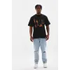 Unisex Baskılı Oversize T-Shirt - Siyah - 98731