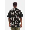 Unisex Baskılı Oversize T-Shirt - Siyah - 98735 Unisex Baskılı Oversize T-Shirt - Siyah - 98735