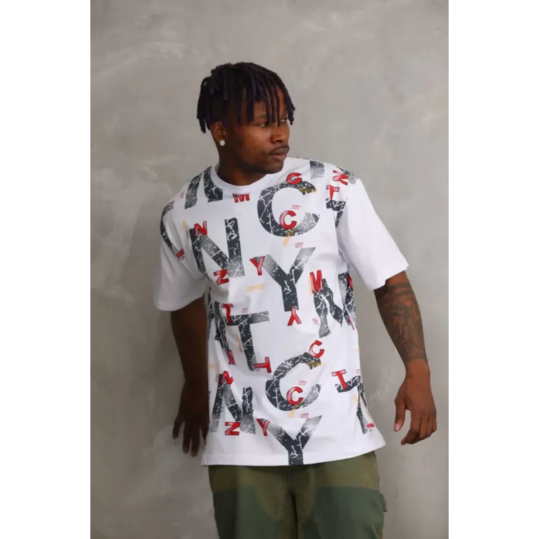 Unisex Baskılı Oversize T-Shirt - Beyaz - 98736 Unisex Baskılı Oversize T-Shirt - Beyaz - 98736