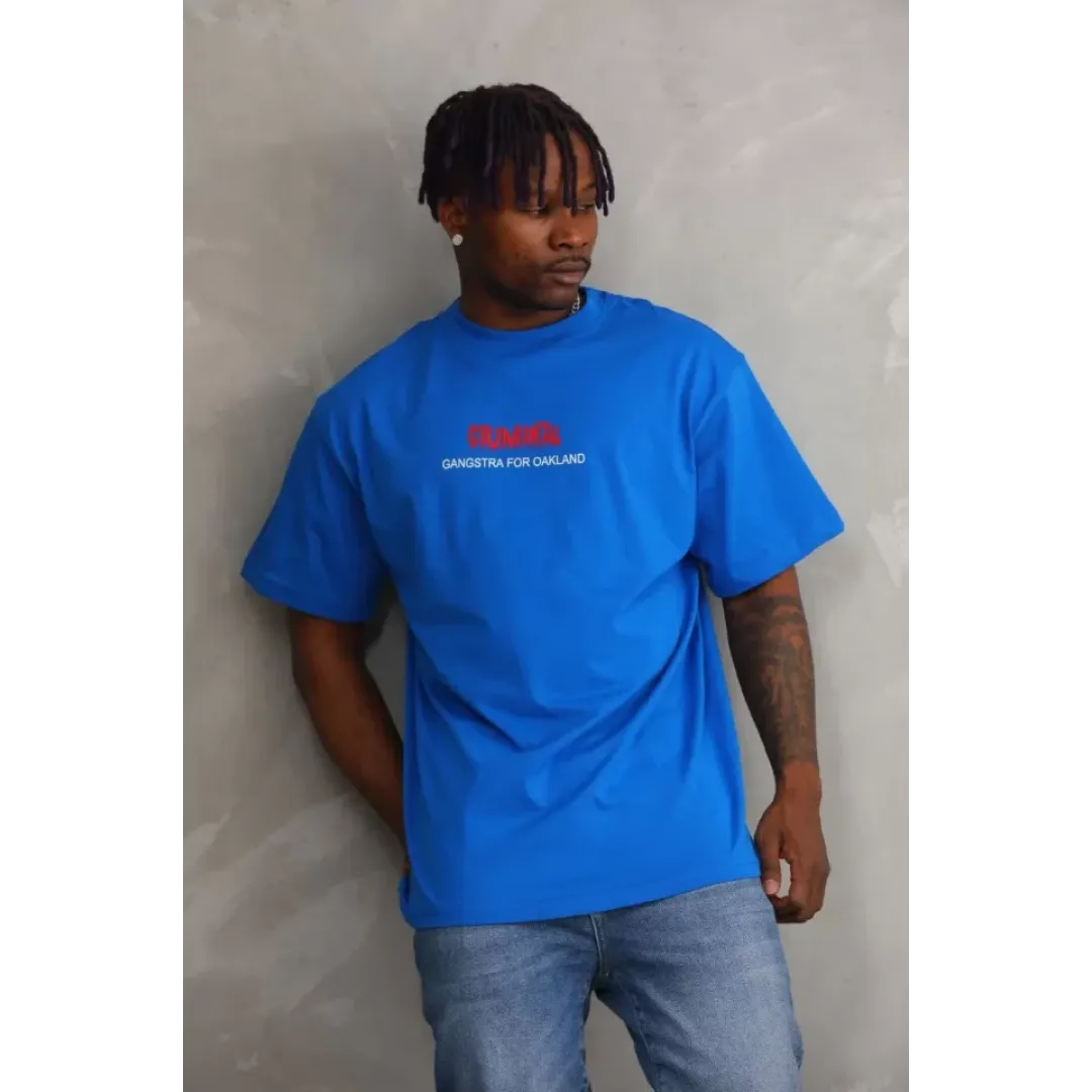 Unisex Baskılı Oversize T-Shirt - Mavi - 98738 Unisex Baskılı Oversize T-Shirt - Mavi - 98738