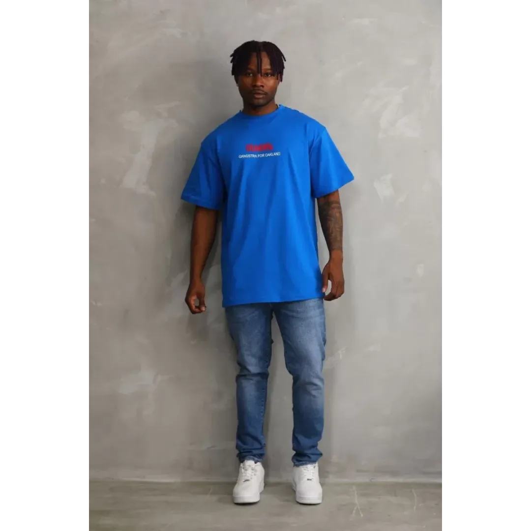 Unisex Baskılı Oversize T-Shirt - Mavi - 98738 Unisex Baskılı Oversize T-Shirt - Mavi - 98738