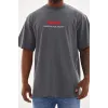 Unisex Baskılı Oversize T-Shirt - Füme - 98739 Unisex Baskılı Oversize T-Shirt - Füme - 98739
