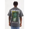 Unisex Baskılı Oversize T-Shirt - Füme - 98739 Unisex Baskılı Oversize T-Shirt - Füme - 98739