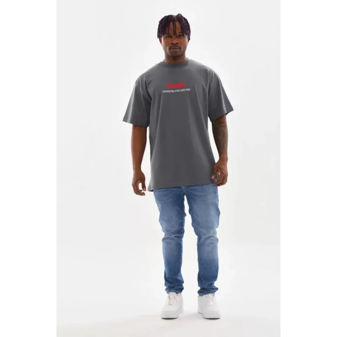 Unisex Baskılı Oversize T-Shirt - Füme - 98739 Unisex Baskılı Oversize T-Shirt - Füme - 98739