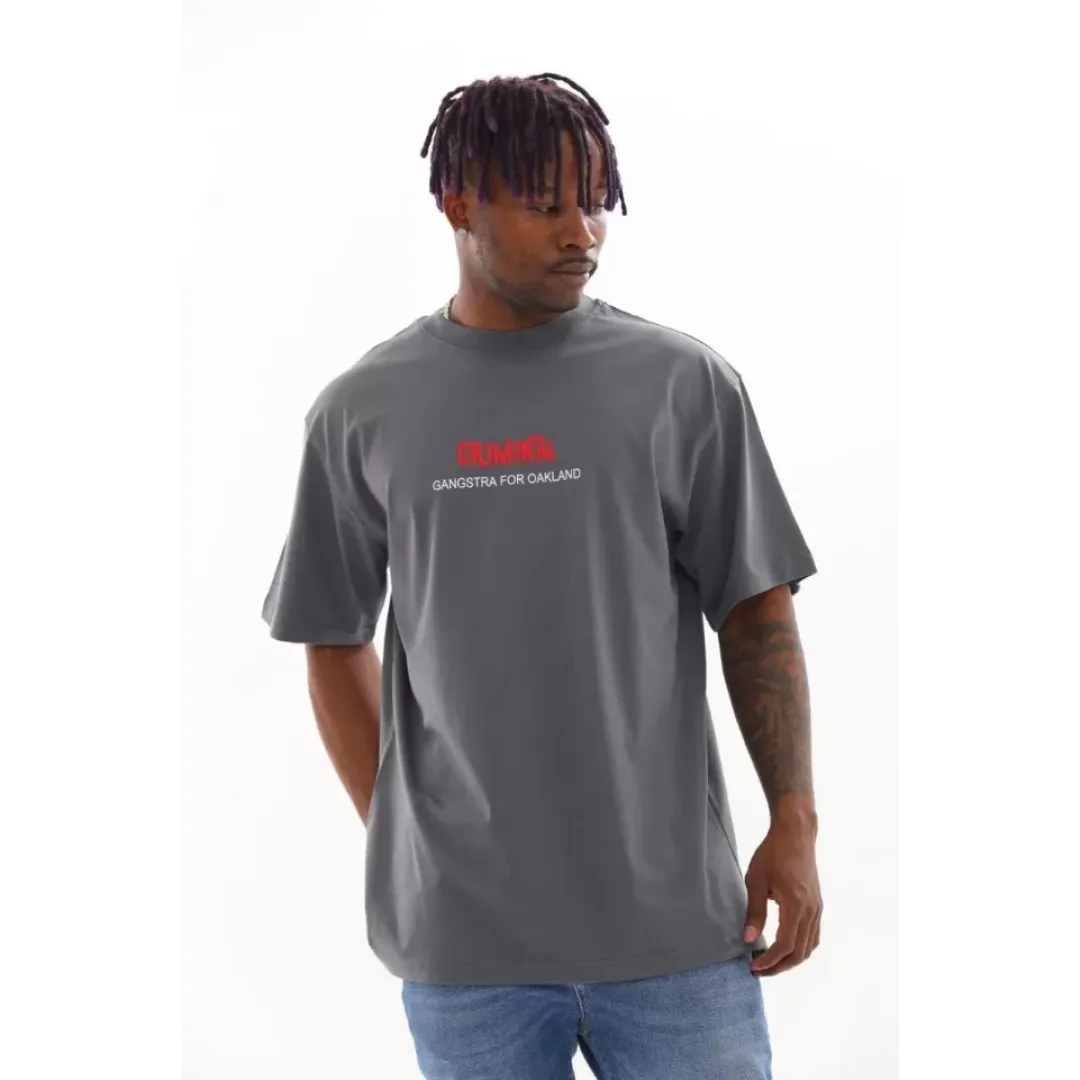 Unisex Baskılı Oversize T-Shirt - Füme - 98739 Unisex Baskılı Oversize T-Shirt - Füme - 98739