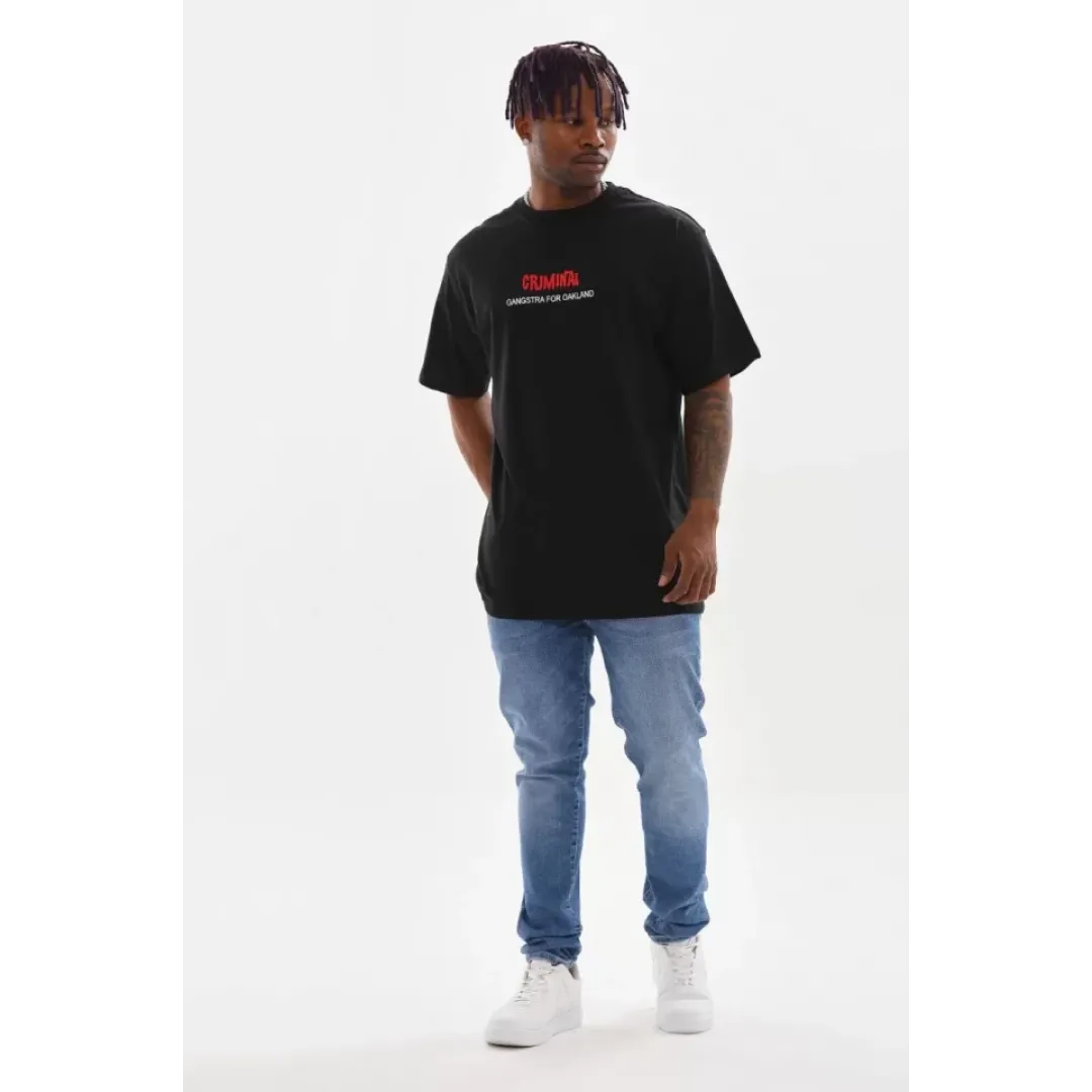 Unisex Baskılı Oversize T-Shirt - Siyah - 98740