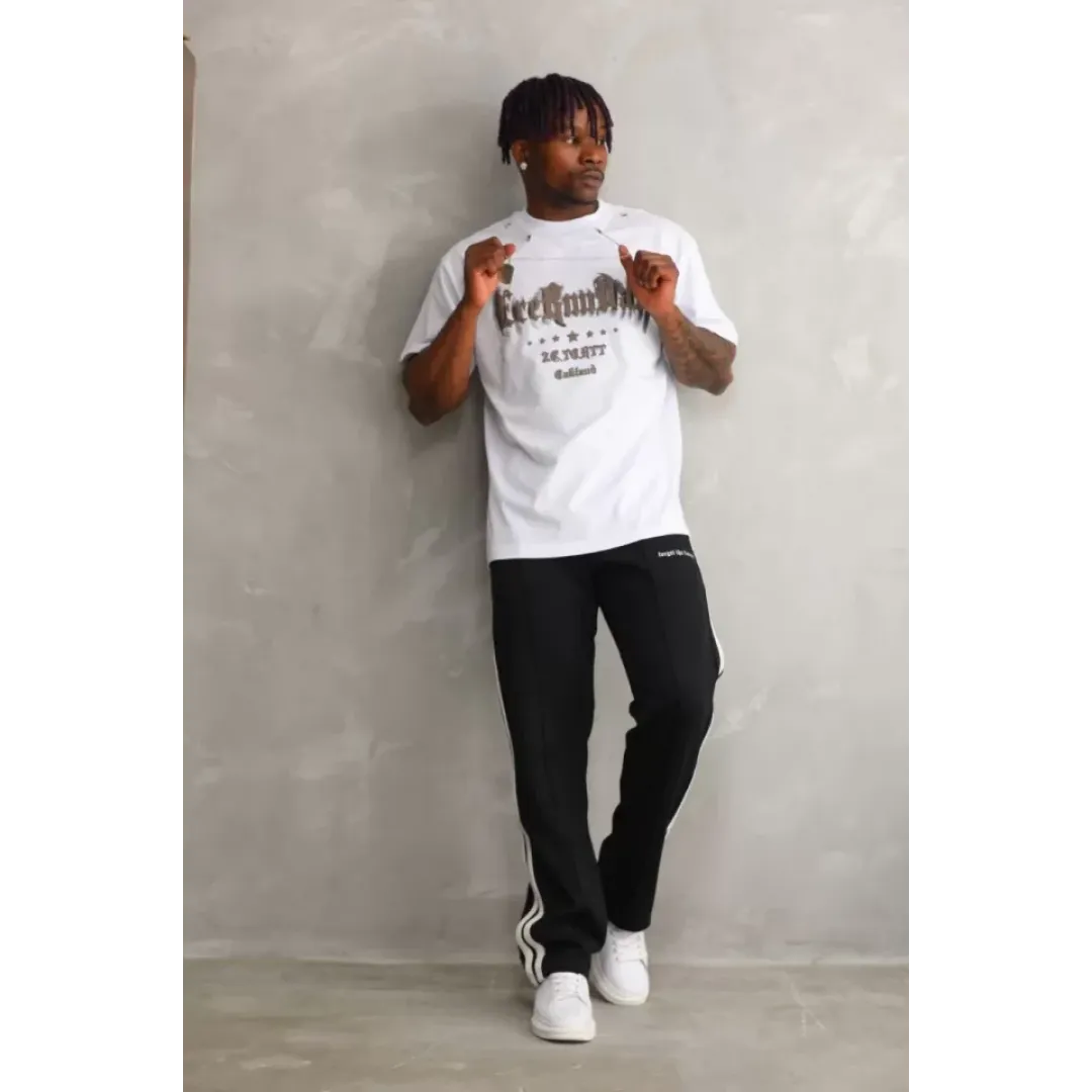 Unisex Oversize Kolye Dahil T-Shirt - Beyaz - 98742 Unisex Oversize Kolye Dahil T-Shirt - Beyaz - 98742