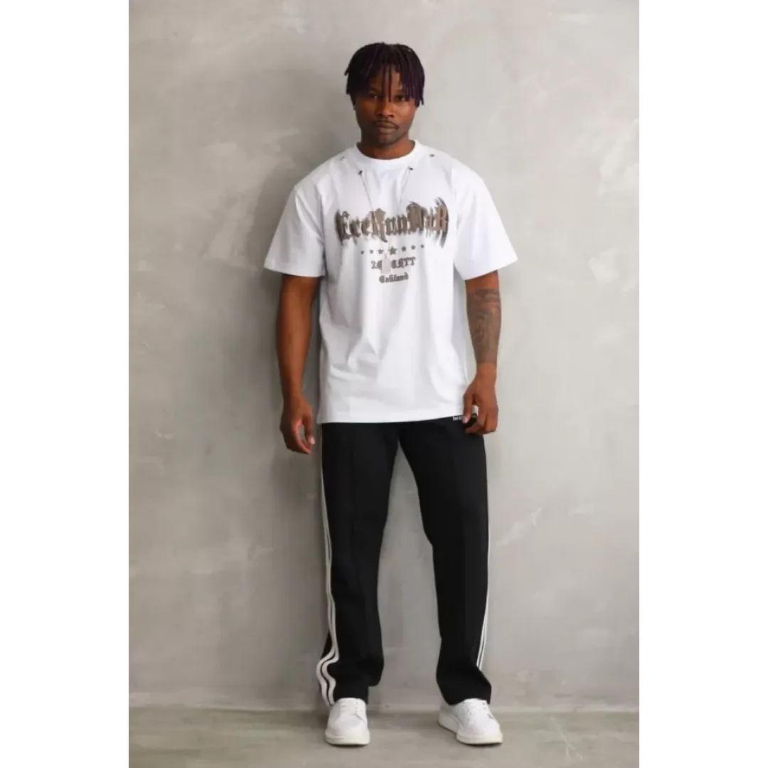 Unisex Oversize Kolye Dahil T-Shirt - Beyaz - 98742 Unisex Oversize Kolye Dahil T-Shirt - Beyaz - 98742