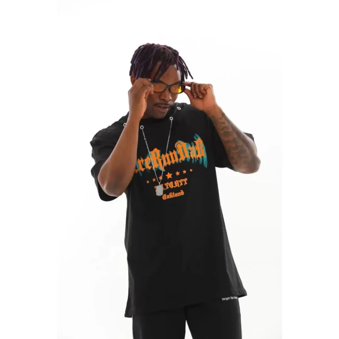 Unisex Oversize Kolye Dahil T-Shirt - Siyah - 98743 Unisex Oversize Kolye Dahil T-Shirt - Siyah - 98743