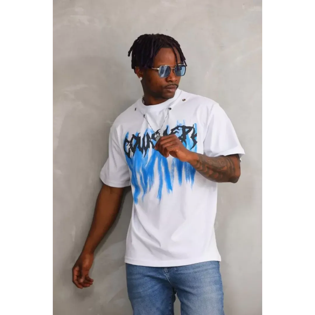 Unisex Oversize Kolye Dahil T-Shirt - Beyaz - 98744 Unisex Oversize Kolye Dahil T-Shirt - Beyaz - 98744