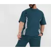 Unisex Oversize Yanları Şeritli T-Shirt - Cam Göbeği - 98750