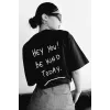 Unisex Baskılı Oversize T-Shirt - Siyah - 99804 Unisex Baskılı Oversize T-Shirt - Siyah - 99804