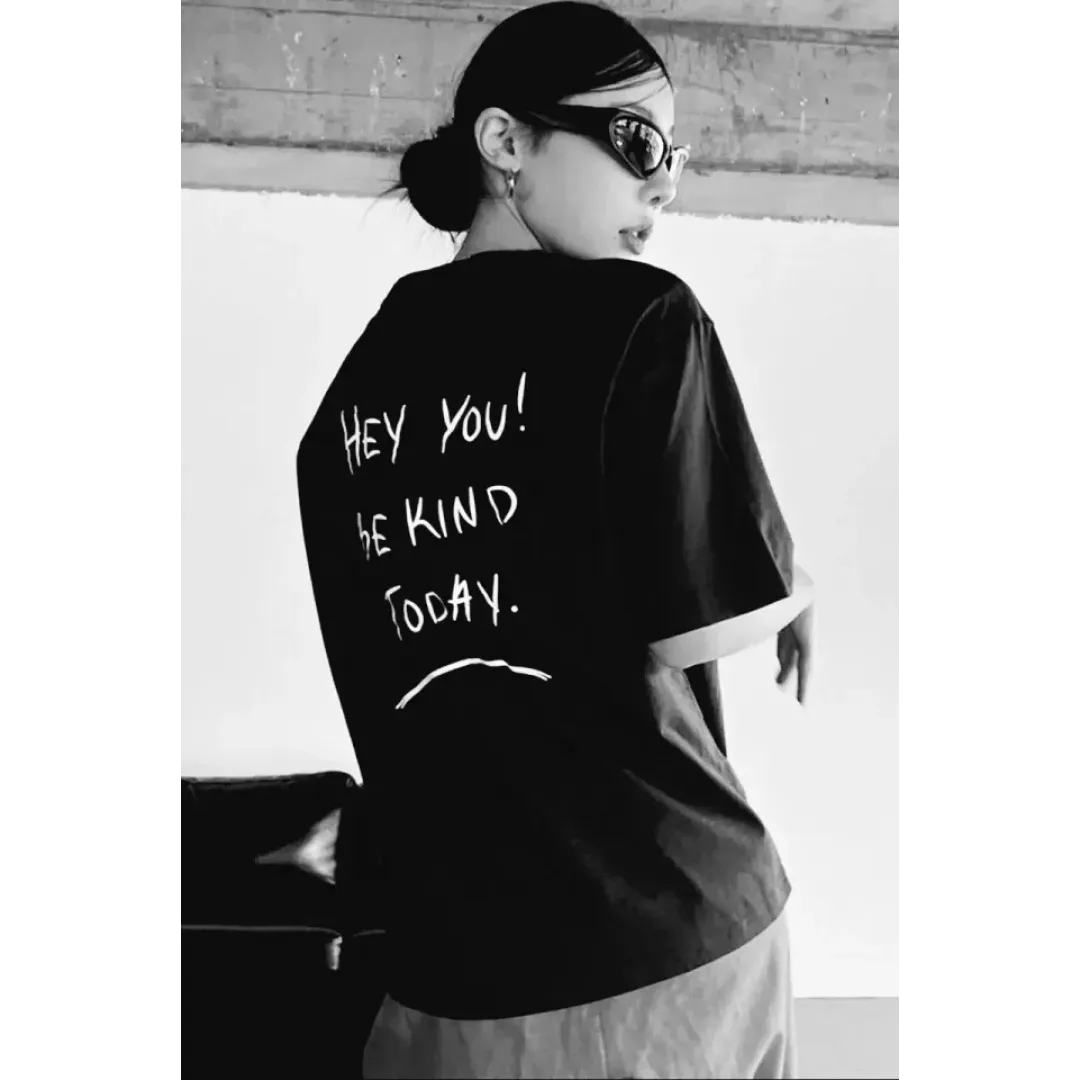 Unisex Baskılı Oversize T-Shirt - Siyah - 99804 Unisex Baskılı Oversize T-Shirt - Siyah - 99804