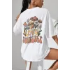 Unisex Baskılı Oversize T-Shirt - Beyaz - 99806 Unisex Baskılı Oversize T-Shirt - Beyaz - 99806